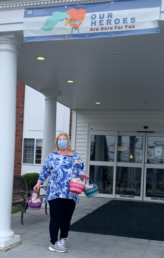 A local nursing home employee accepting them for distribution to everyone in the Alzheimer’s unit.A local nursing home employee accepting them for distribution to everyone in the Alzheimer’s unit.